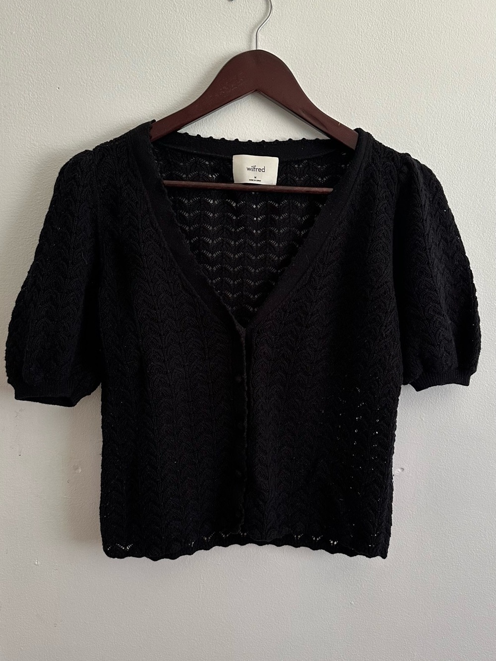 Wilfred Black ‘Fika’ Knit Short Sleeve Cardigan